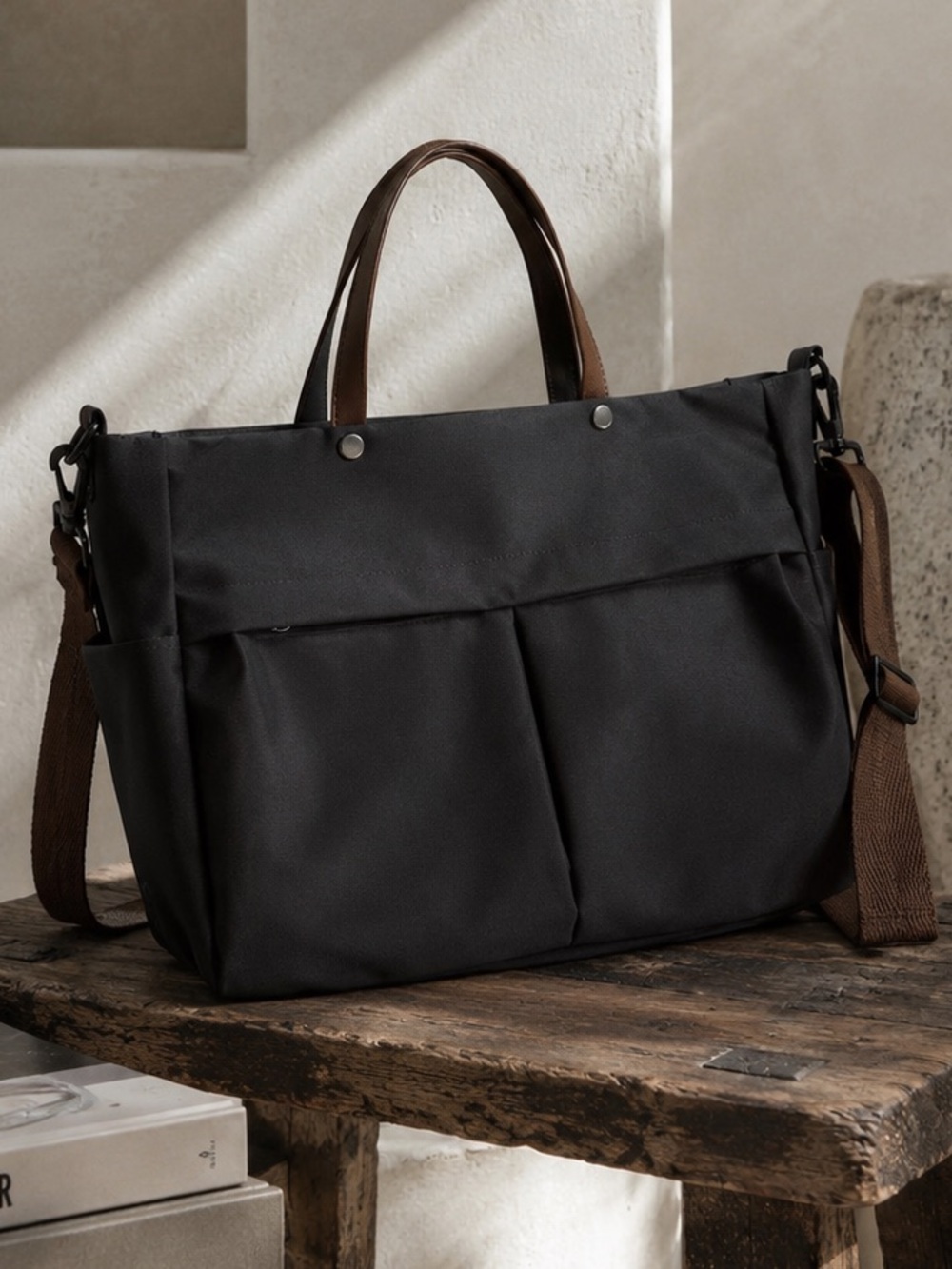 Stylish Nylon Women Tote Bag Shoulder Bag Featuring Two Pockets Large Capacity